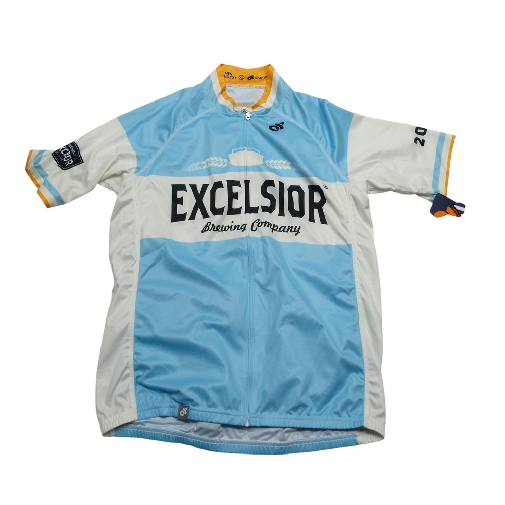 Champion System Excelsior Brewing Cycling Jersey Mens XL Club Cut Full Zip Blue